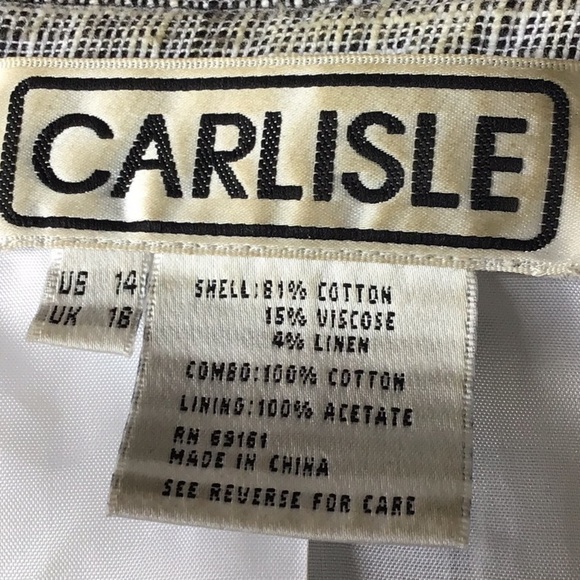 CARLISLE Black & White Fitted Jacket Whip stitched / Bottom Ruffle S 14 - Picture 10 of 11